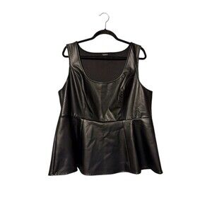 Torrid Faux Leather Peplum Top Size 2X Black Vegan